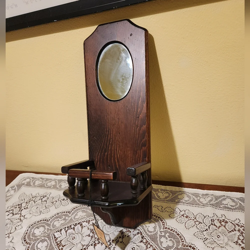 Vintage 1960s Victorian Dark Wood Wall Shelf Three Mountaineers Inc.